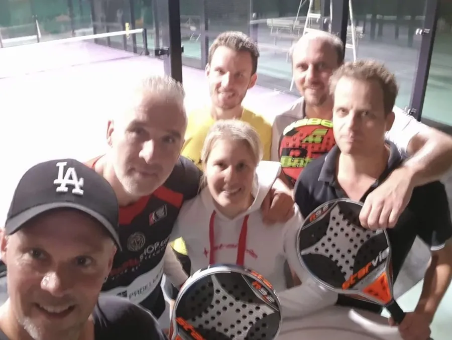 Gruppenselfie nach dem Padel in Essen 2017, mit Darek Nowicki und Jens Knippschild